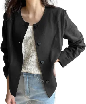 IDEALSANXUN Womens Linen Jackets Spring Summer Lightweight Linen Blazer Cardigan Tops