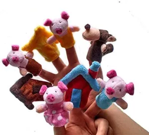 iMagitek Story Telling Time Finger Puppets, The Three Little Pigs Animal Finger Puppet Toy Educational Toys Fairy Tale Toy Plush Puppet Storytelling Doll