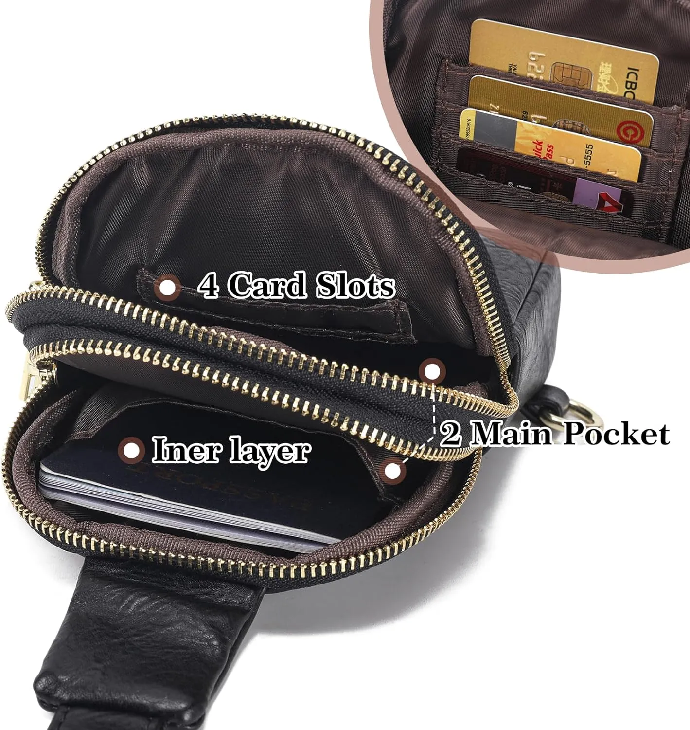 INICAT Small Crossbody Sling Bags for Women Vegan Leather Cell Phone Purse Fanny Packs for Women Men