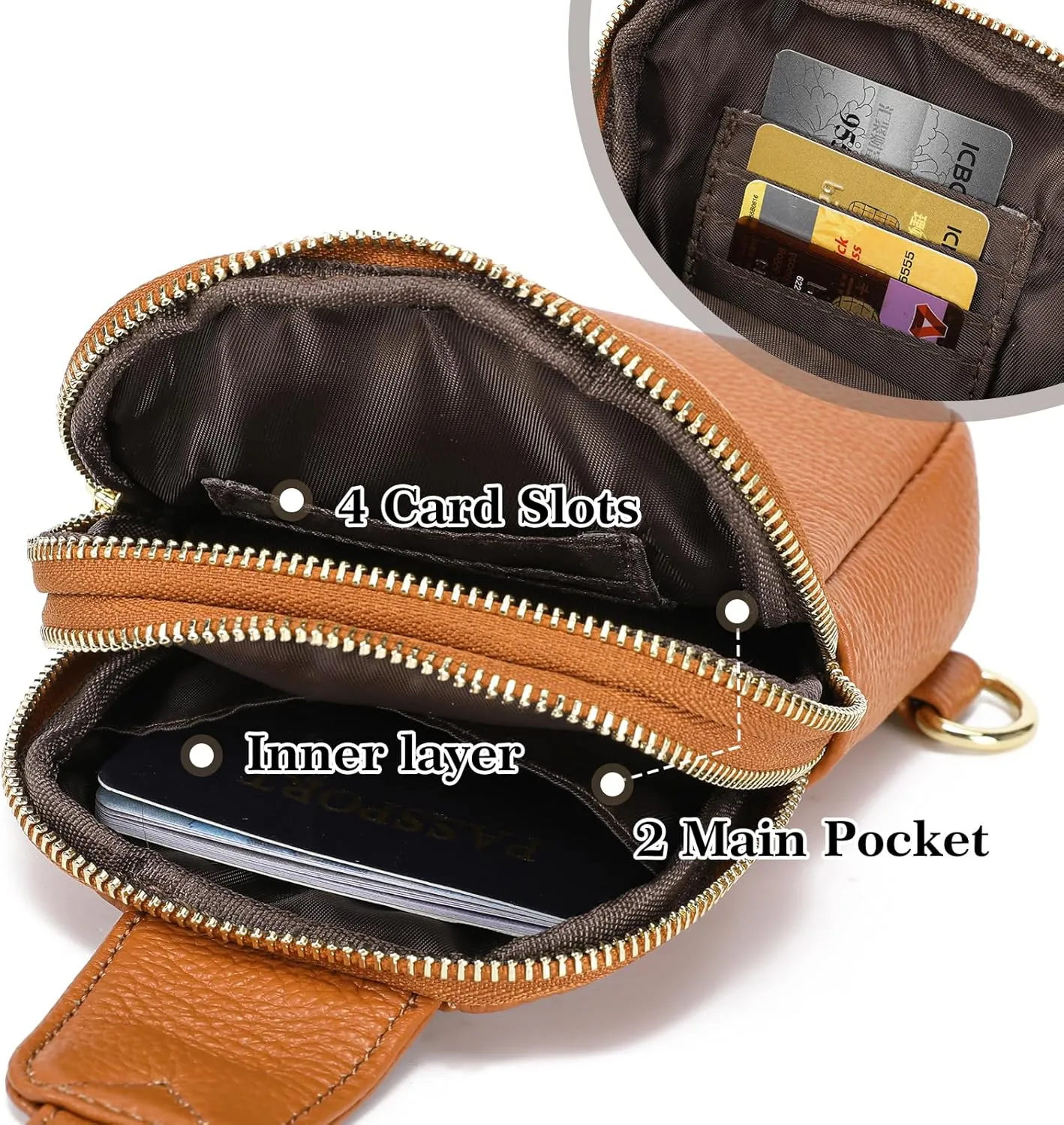 INICAT Small Crossbody Sling Bags for Women Vegan Leather Cell Phone Purse Fanny Packs for Women Men