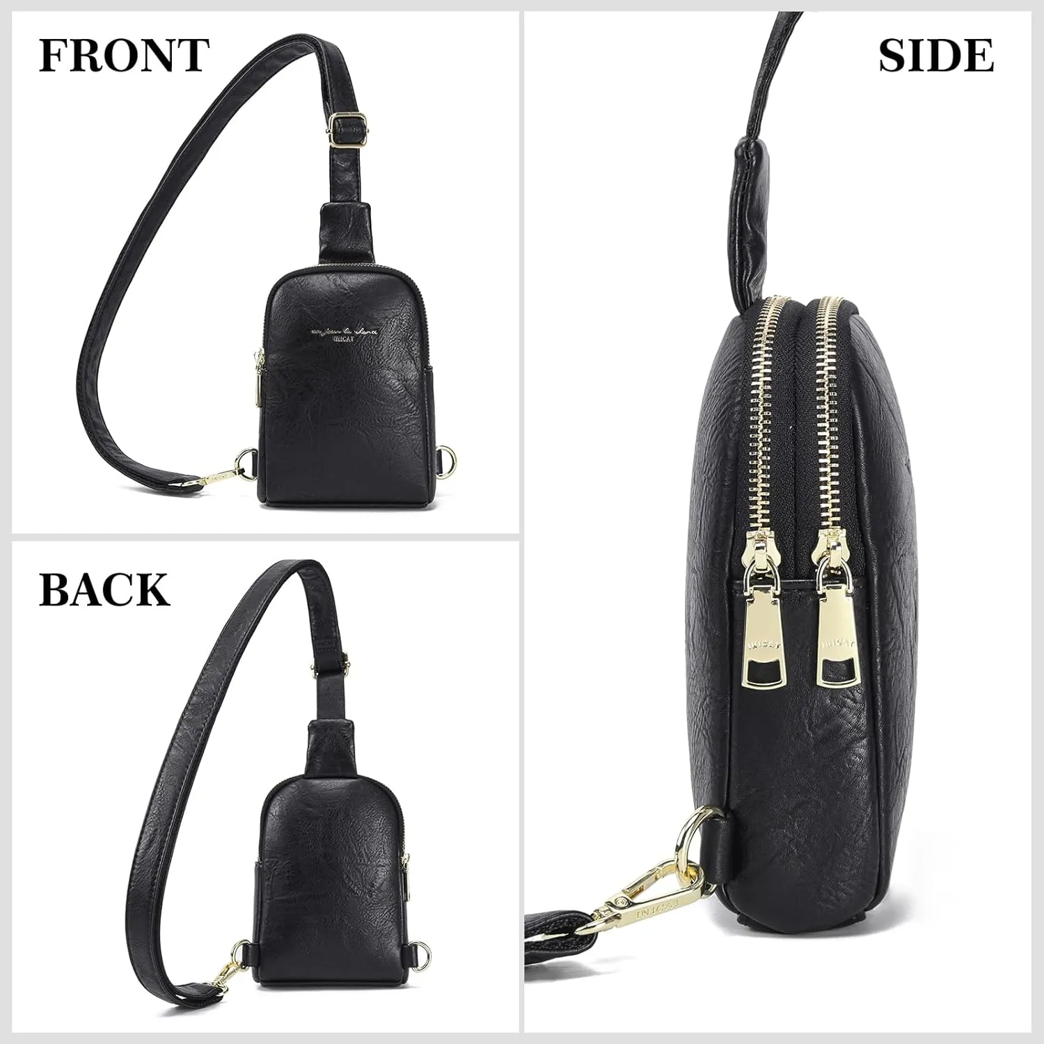 INICAT Small Crossbody Sling Bags for Women Vegan Leather Cell Phone Purse Fanny Packs for Women Men