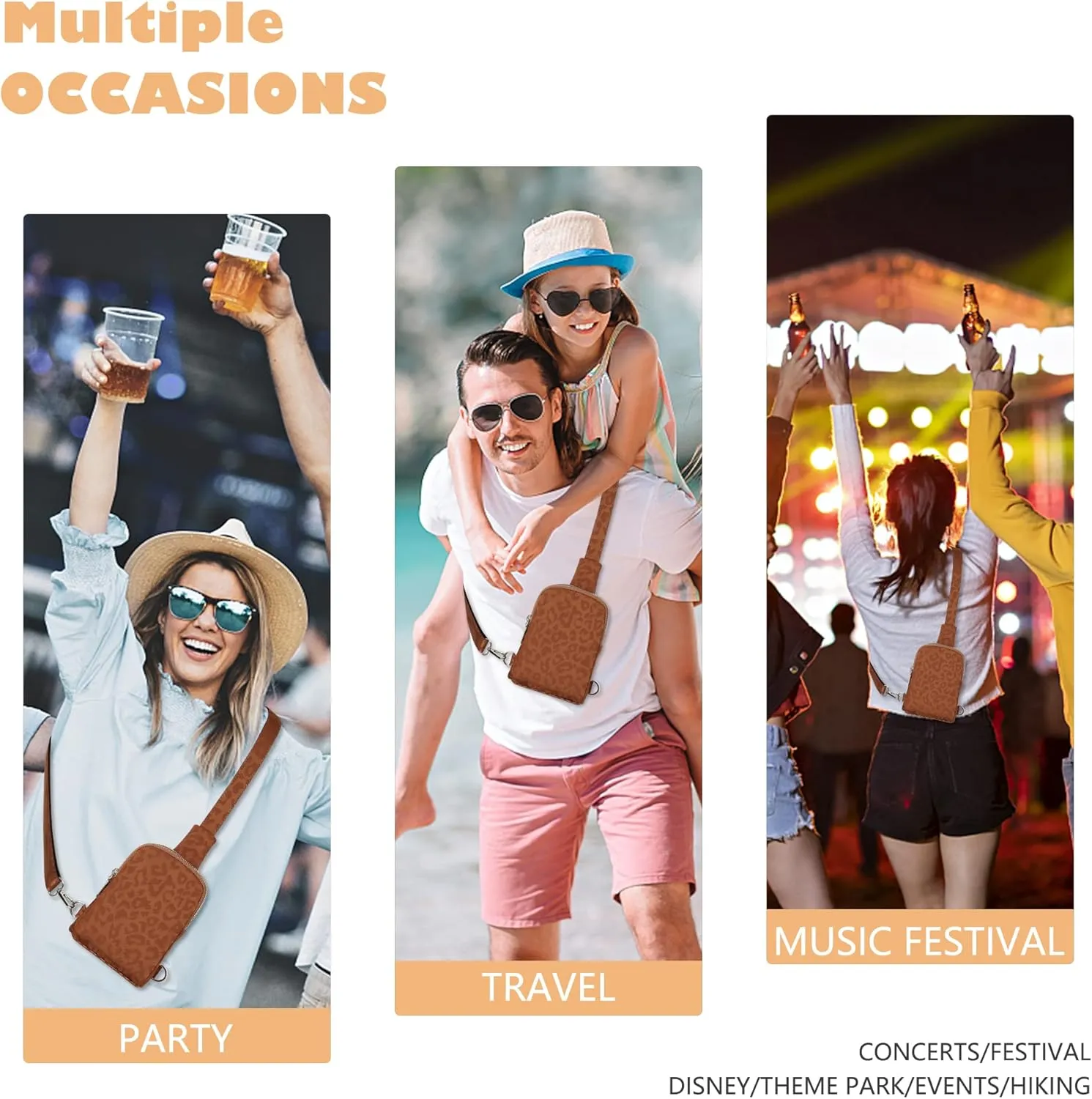 INICAT Small Crossbody Sling Bags for Women Vegan Leather Cell Phone Purse Fanny Packs for Women Men