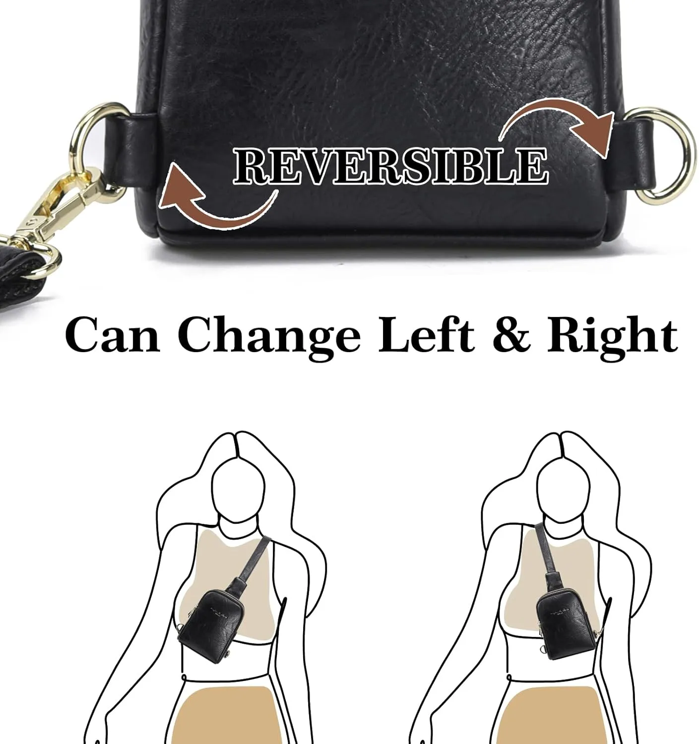 INICAT Small Crossbody Sling Bags for Women Vegan Leather Cell Phone Purse Fanny Packs for Women Men