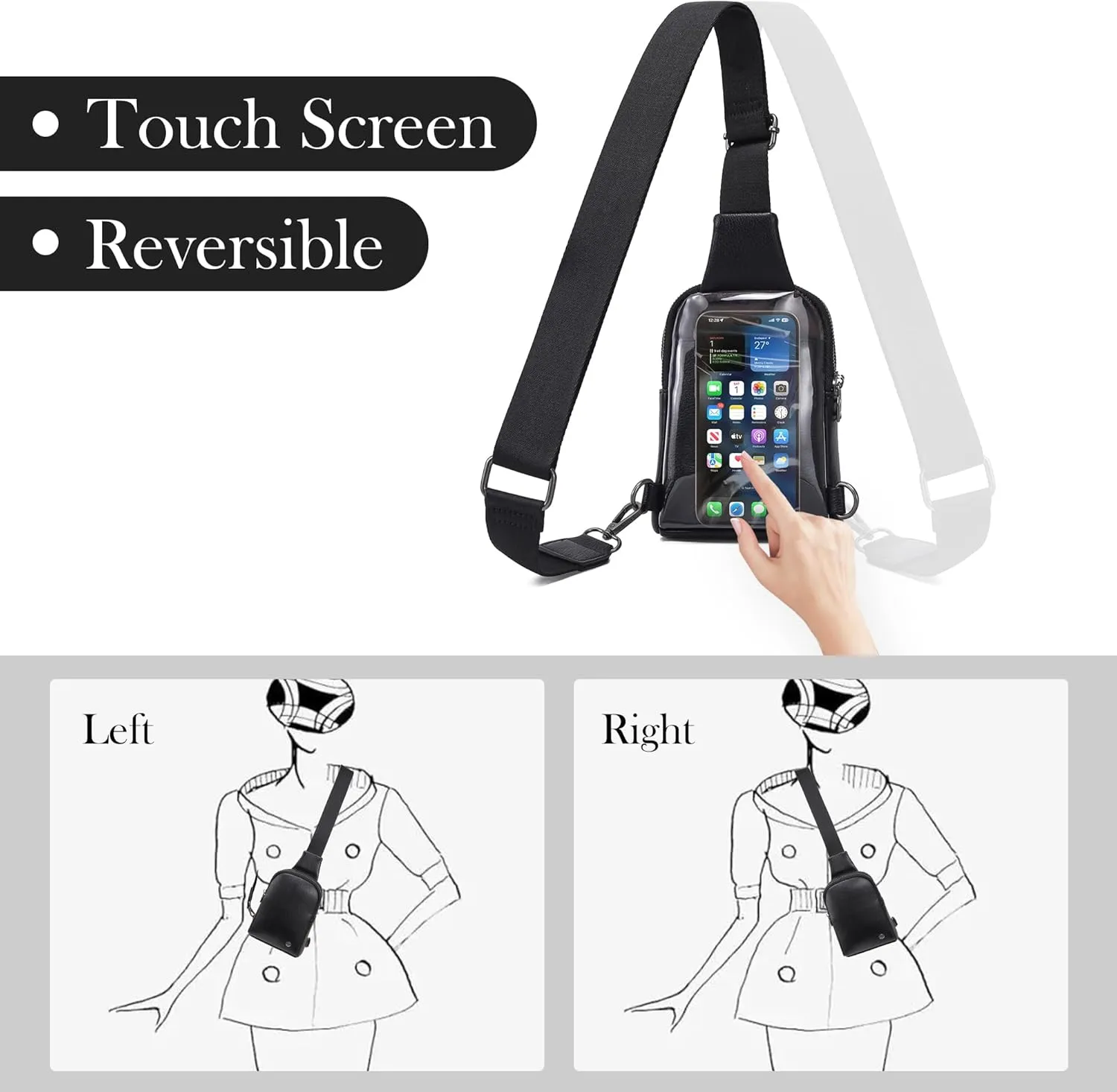 INICAT Small Crossbody Sling Bags for Women Vegan Leather Cell Phone Purse Fanny Packs for Women Men