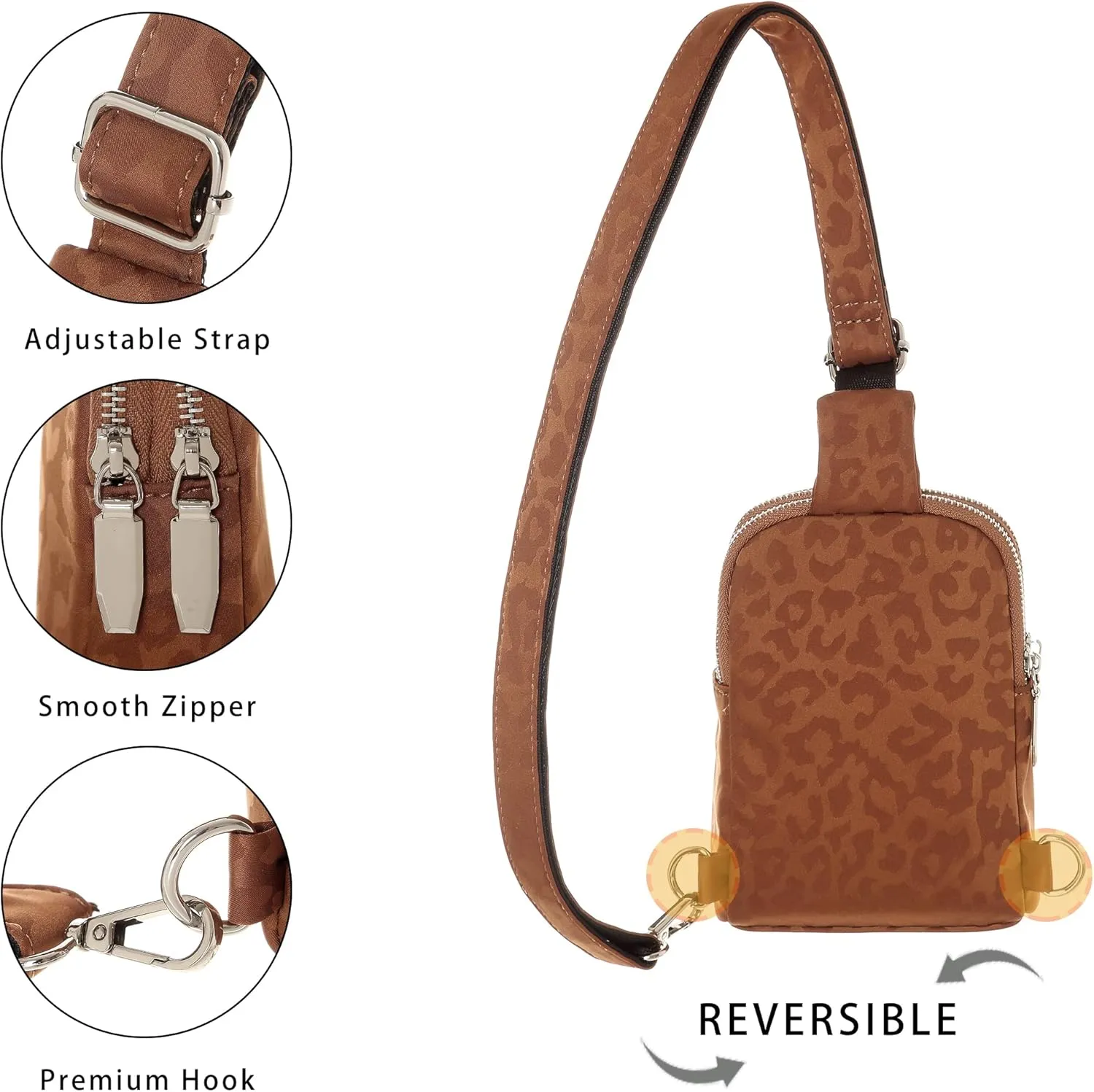 INICAT Small Crossbody Sling Bags for Women Vegan Leather Cell Phone Purse Fanny Packs for Women Men