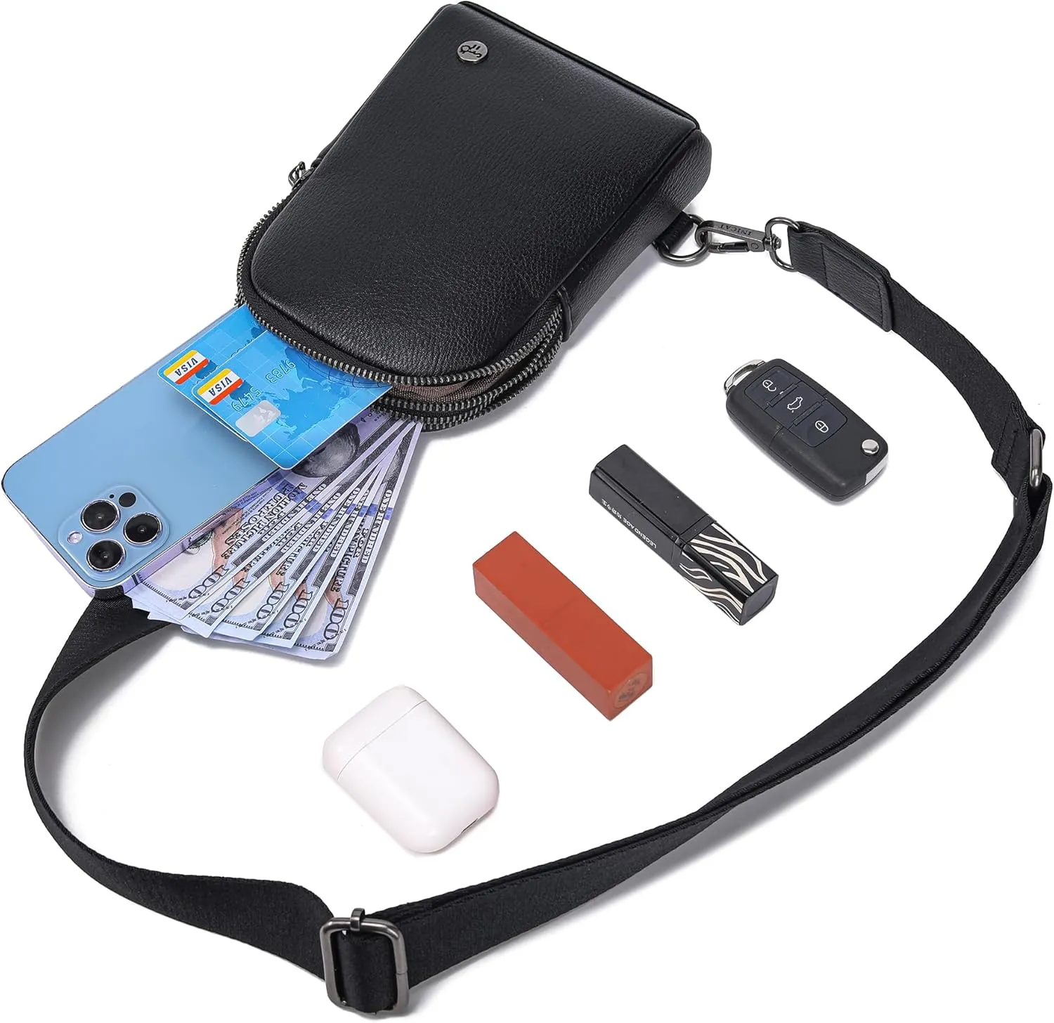 INICAT Small Crossbody Sling Bags for Women Vegan Leather Cell Phone Purse Fanny Packs for Women Men