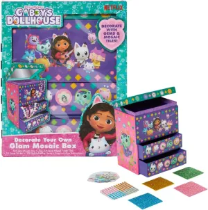 Innovative Designs Gabby’s Dollhouse DIY Jewelry Box for Girls, Mosaic Tiles, Adhesive Gems, and 3D Foam Sticker