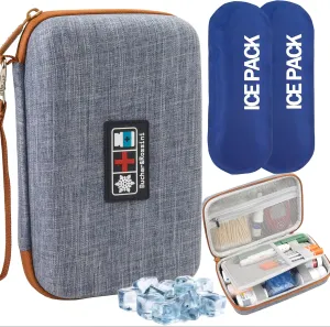 Insulin Cooler Travel Case TAS Approved for Diabetic Medicine Cold Pack Travel Bag with Long Cooling Effect Large Capacity Fit Meds Diabetes Supplies Daily Insulin Pen Cooler Comes with 2 Ice Packs