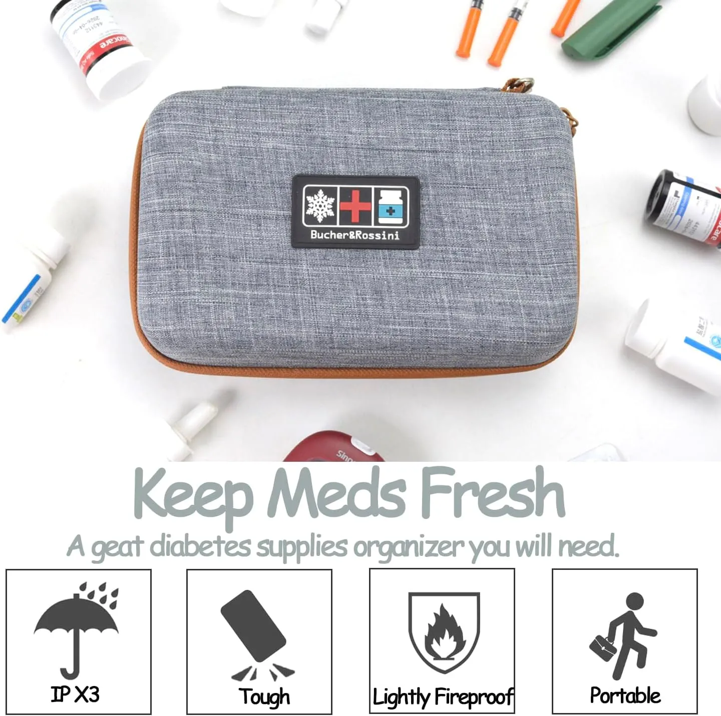 Insulin Cooler Travel Case TAS Approved for Diabetic Medicine Cold Pack Travel Bag with Long Cooling Effect Large Capacity Fit Meds Diabetes Supplies Daily Insulin Pen Cooler Comes with 2 Ice Packs