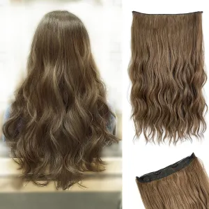 Invisible Wire Halo Hair Extensions for Women Long Wavy Adjustable Hair Pieces Removable Secure Clips Hairpieces Secret Extensions 20'' (Light Brown), 1.0 Count