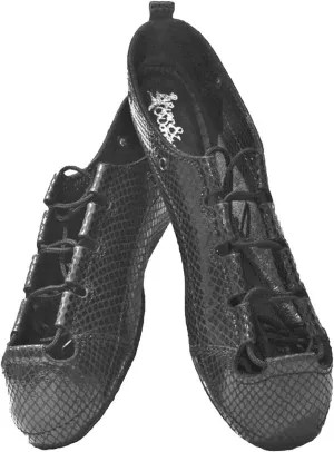 Irish Dance Pumps - ghillie's - Soft - Light Shoes with Diamond Print Black Leather and Suede Soles with - Free - Cotton Bag