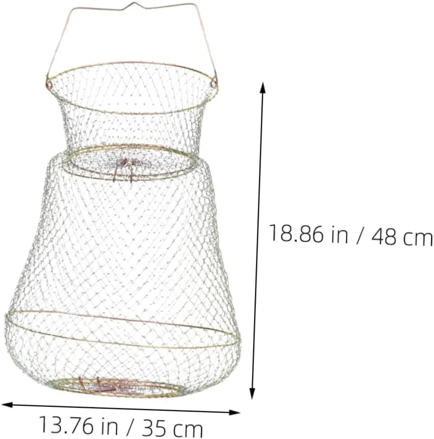 Iron Fish Fish Basket Shrimp Net Folded Fishing Bait Traps Round Fish Basket Shrimp Basket for