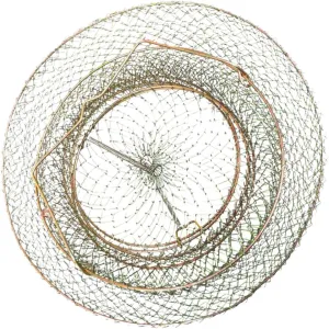 Iron Fish Fish Basket Shrimp Net Folded Fishing Bait Traps Round Fish Basket Shrimp Basket for