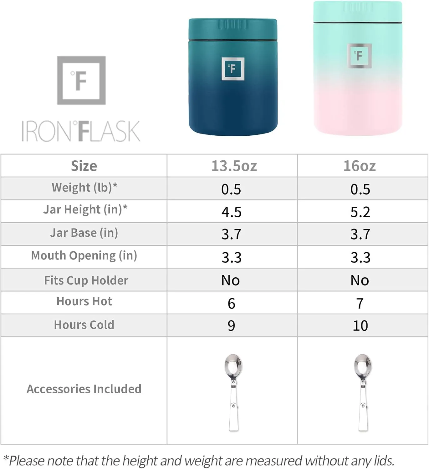 IRON °FLASK Thermos for Hot Food & Soup - 16 Oz Insulated Food Jar with Foldable Spoon - Leak Proof, Stainless Steel, Storage, Canteen, Double Walled - 16 Oz - Bubble Gum