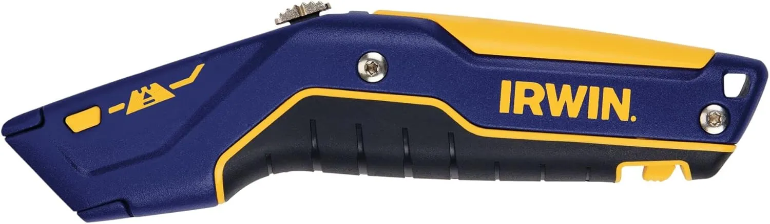 IRWIN Utility Knife, Carbon Steel Blade, Retractable, Foldable and Portable, Storage for Up To 5 Blades (IWHT10436)