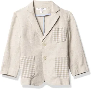 Isaac Mizrahi Boys' Contrast Linen Blazer, Tan, 4