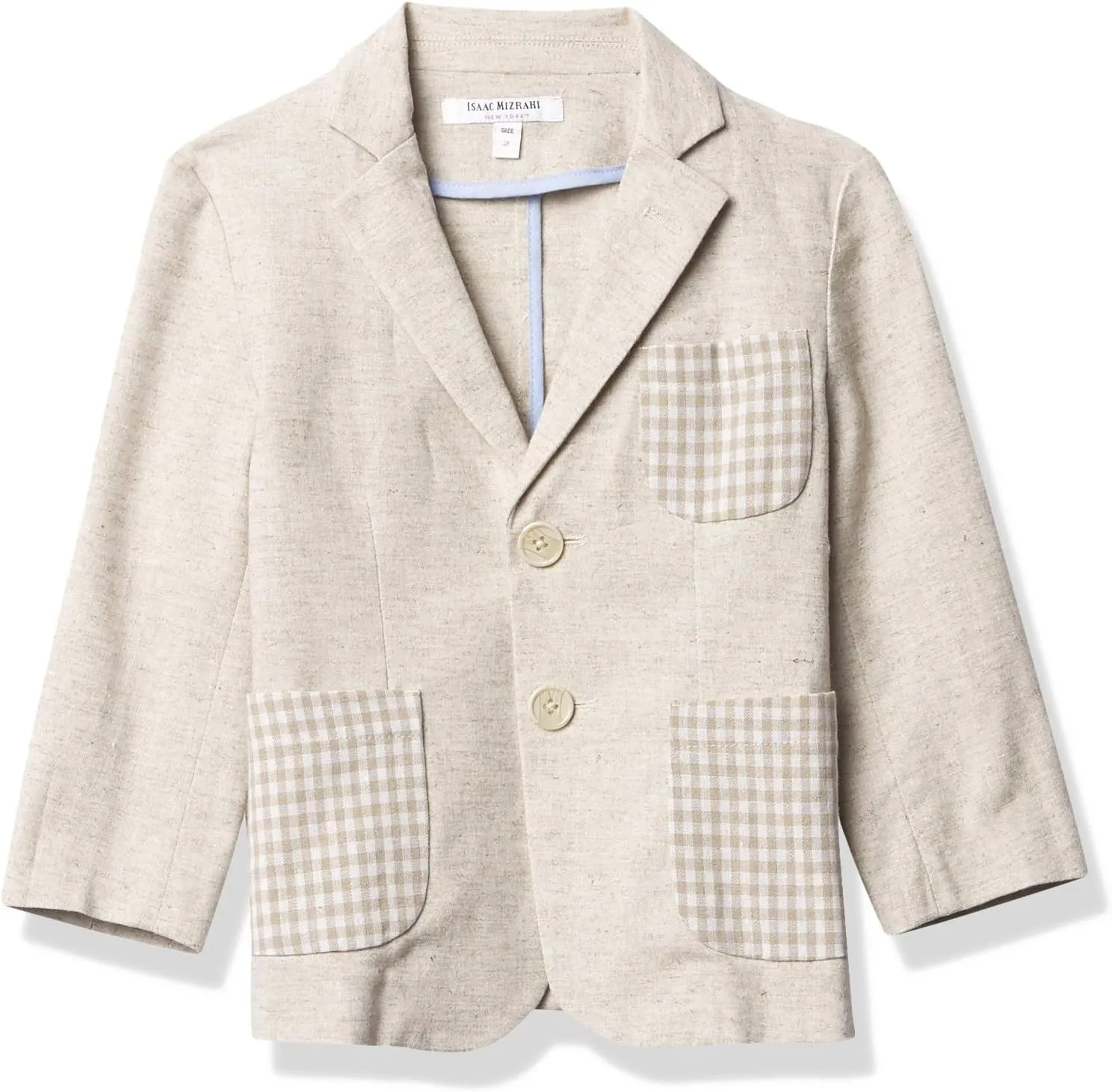 Isaac Mizrahi Boys' Contrast Linen Blazer, Tan, 4