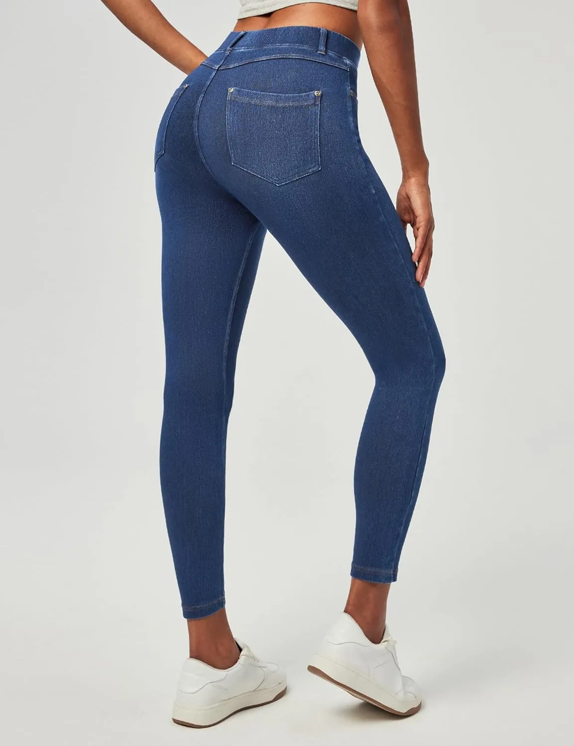 IUGA Jeggings for Women Tummy Control Stretchy Jeans for Women High Waisted Pull on Skinny Jean Leggings with Pockets Trendy