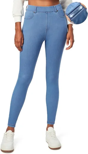 IUGA Jeggings for Women Tummy Control Stretchy Jeans for Women High Waisted Pull on Skinny Jean Leggings with Pockets Trendy
