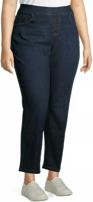 Jack David Women's Plus Size Blue/Black Curvy Stretch Flap Pocket Skinny/Bootcut/Cargo Denim Jeans Pants
