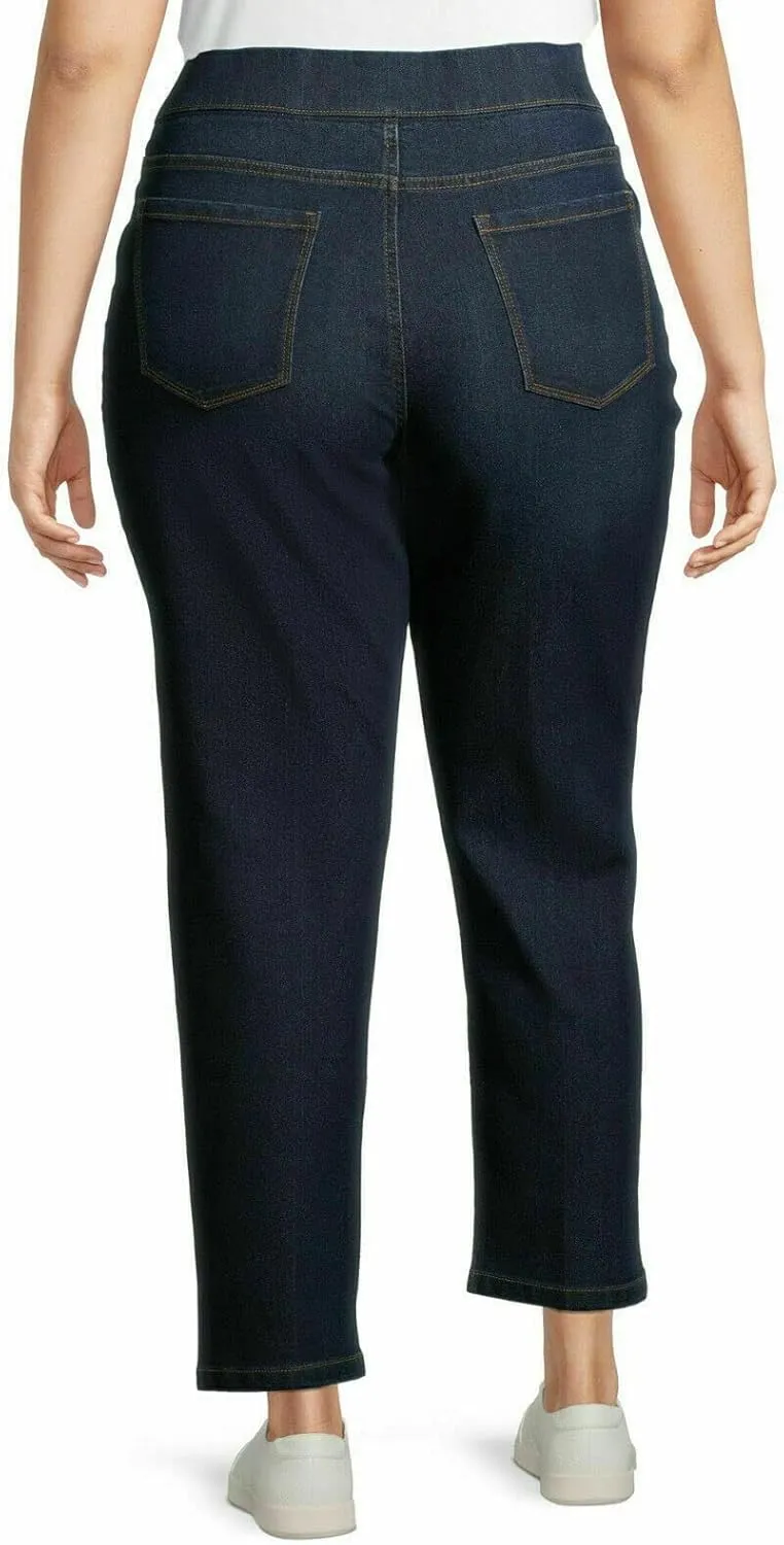 Jack David Women's Plus Size Blue/Black Curvy Stretch Flap Pocket Skinny/Bootcut/Cargo Denim Jeans Pants