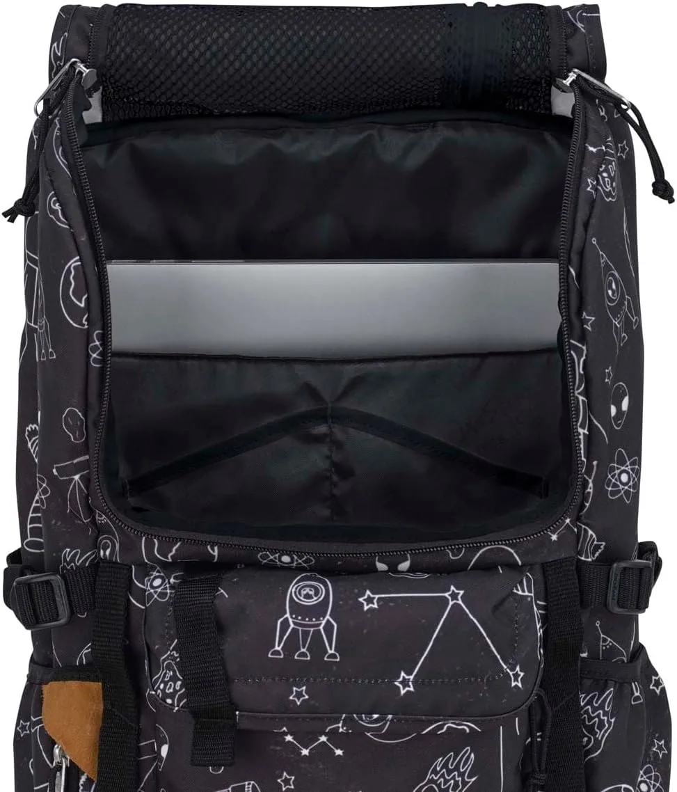 JanSport Hatchet Backpack – 15-inch Padded Laptop Compartment, Dual Water Bottle Pockets, Side Compression Straps, Cosmic City
