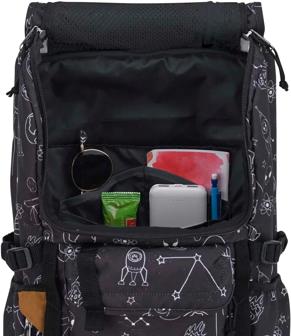 JanSport Hatchet Backpack – 15-inch Padded Laptop Compartment, Dual Water Bottle Pockets, Side Compression Straps, Cosmic City