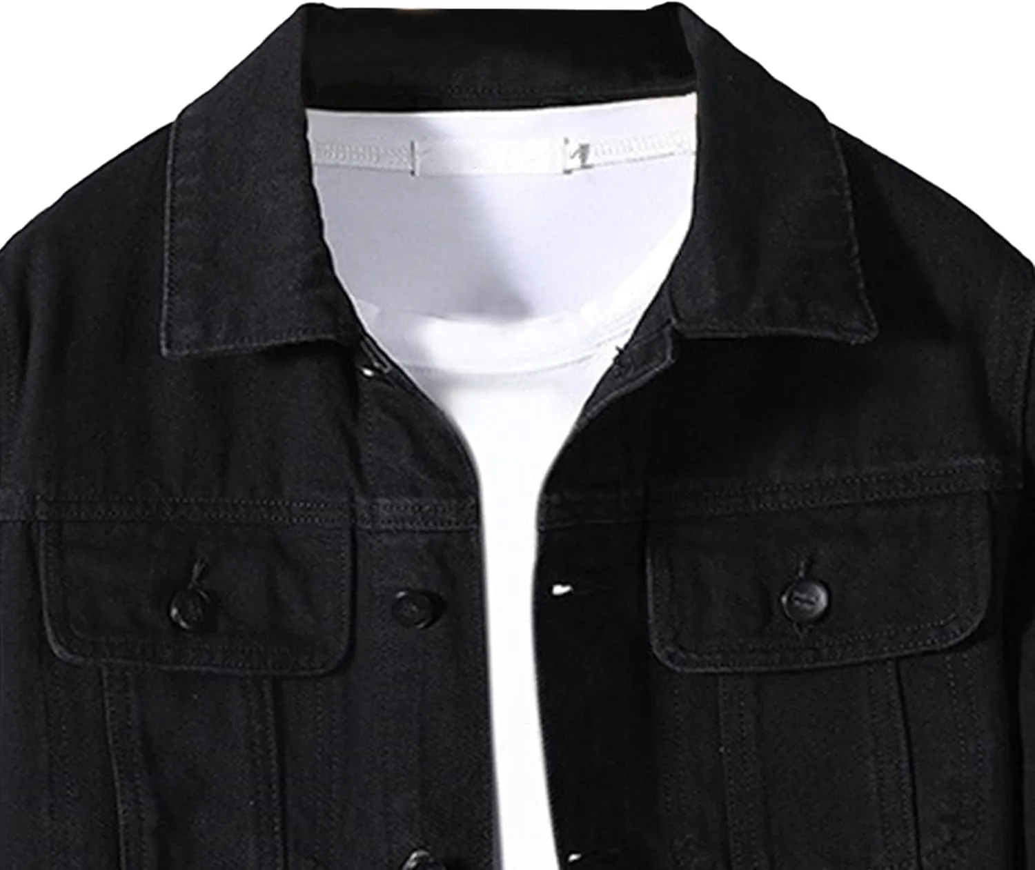JEKE-DG Men's Button Down Vintage Jean Jacket Comfortable Classic Denim Jacket Trucker Casual Slim Fit Jacket Coat