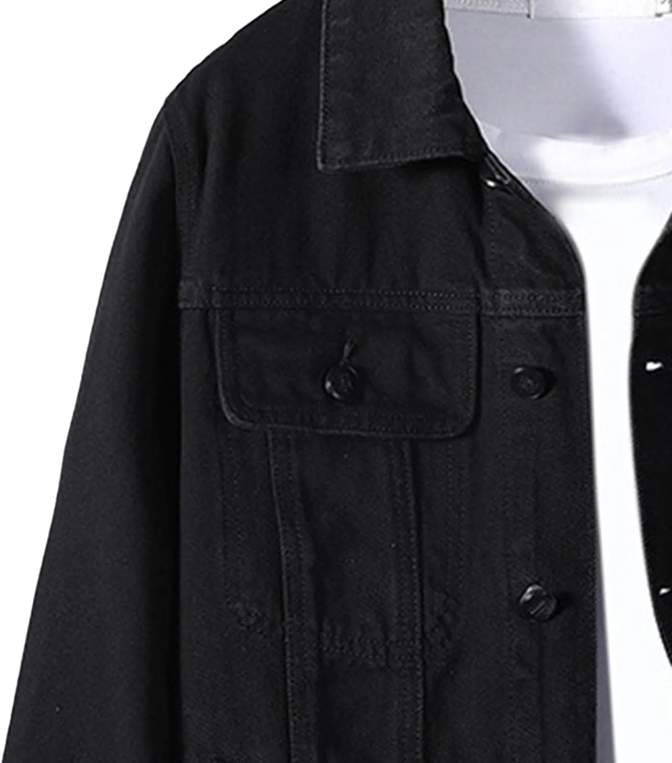JEKE-DG Men's Button Down Vintage Jean Jacket Comfortable Classic Denim Jacket Trucker Casual Slim Fit Jacket Coat