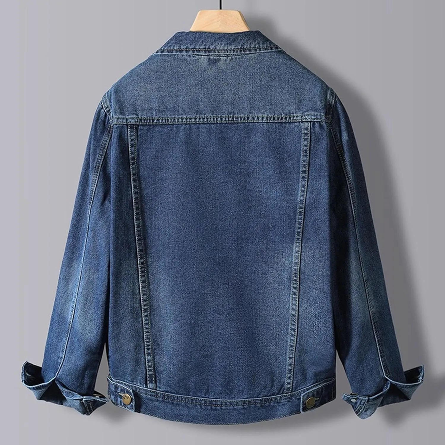 JEKE-DG Men's Button Down Vintage Jean Jacket Comfortable Classic Denim Jacket Trucker Casual Slim Fit Jacket Coat