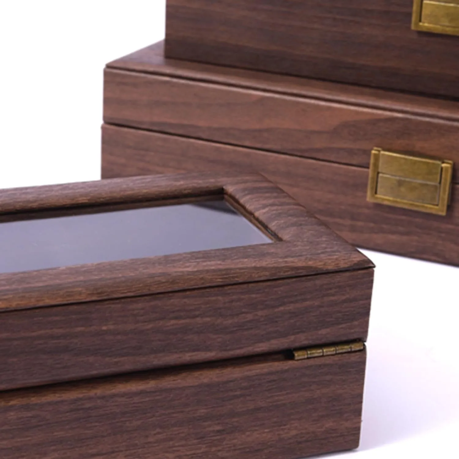 JEKKAH Wood Grain Leather Watch Box Jewelry Storage Box Glass Skylight Watch Collection Box Bracelet Watch Display Box(6 Slots)