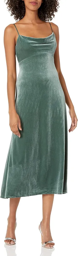 Jenny Yoo Women's Saba Velvet Cowl Neck Midi Slip Dress