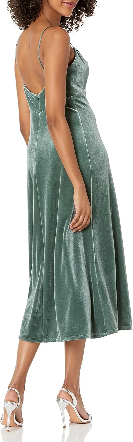 Jenny Yoo Women's Saba Velvet Cowl Neck Midi Slip Dress