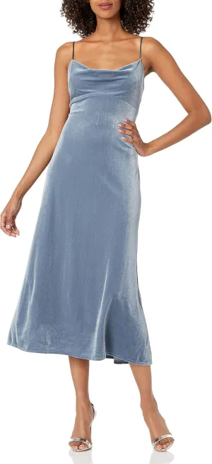 Jenny Yoo Women's Saba Velvet Cowl Neck Midi Slip Dress