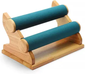 Jewelry Rack Bracelet Holder with 2 Tier Racks, Velvet Jewelry Display Stands, Wooden Watch Bangle T-Bar Jewelry Organizer for Wrist Watch, Bangles and Bracelets Jewelry