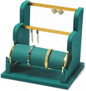 Jewelry Rack Earring Display Holder, Velvet Jewelry Display Stand, Detachable Bracelet Display Organizer Stand, Jewelry Holder for Watch Display Jewel