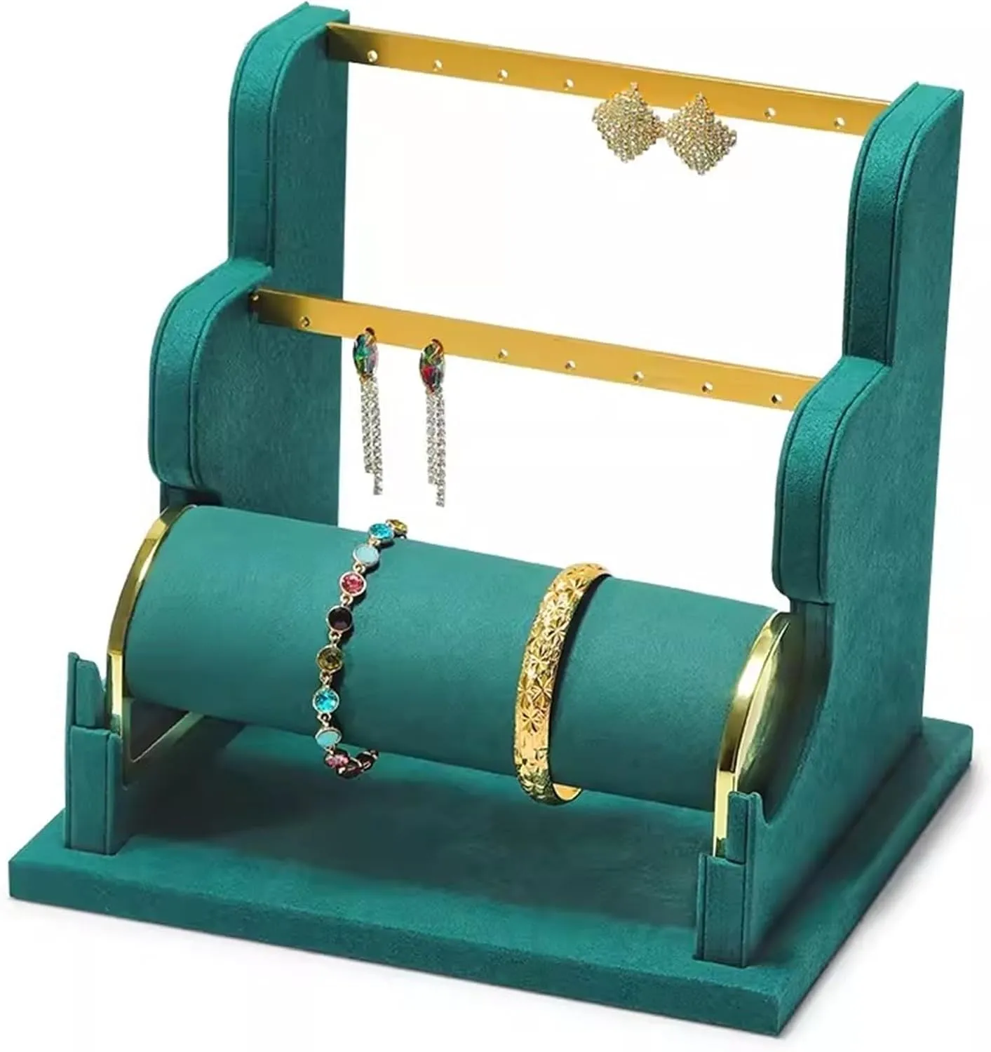 Jewelry Rack Earring Display Holder, Velvet Jewelry Display Stand, Detachable Bracelet Display Organizer Stand, Jewelry Holder for Watch Display Jewel