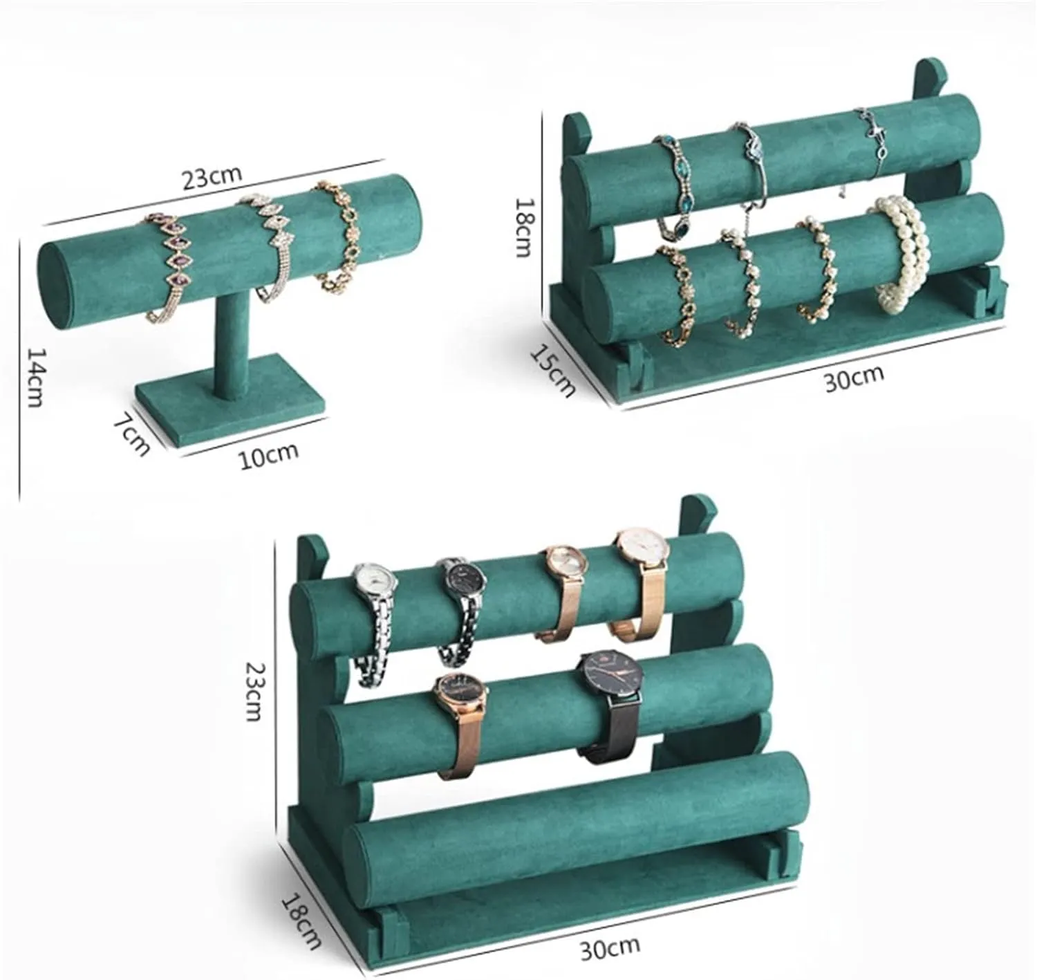 Jewelry Rack Velvet Bracelet Display Stand 1/2/3 Tier Detachable Bracelet Holder Watch Stand T-Bar Bracelet Stand for Jewelry Organizer and Hairband Display, Green Jewelry Stand Holder ( Color : 2 )
