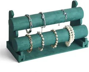 Jewelry Rack Velvet Bracelet Display Stand 1/2/3 Tier Detachable Bracelet Holder Watch Stand T-Bar Bracelet Stand for Jewelry Organizer and Hairband Display, Green Jewelry Stand Holder ( Color : 2 )