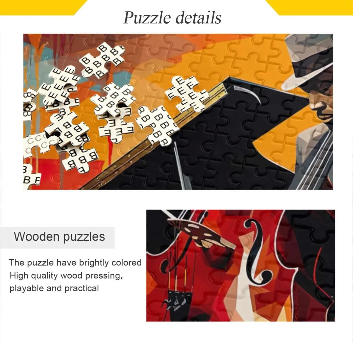 Jigsaw Puzzle 1000 Pieces for Adults Jazz Man Playing A Cello and Piano Wood Puzzles Educational Brain Toys 21218207