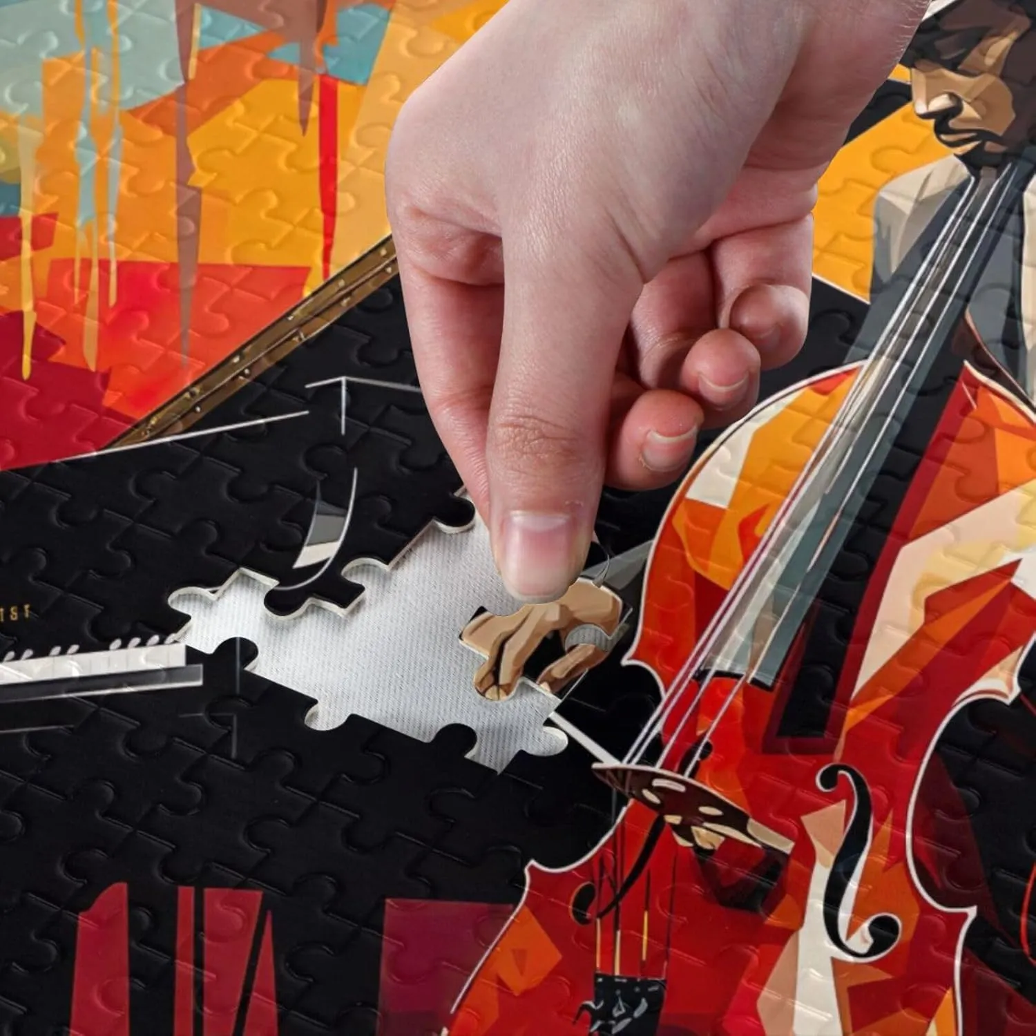 Jigsaw Puzzle 1000 Pieces for Adults Jazz Man Playing A Cello and Piano Wood Puzzles Educational Brain Toys 21218207