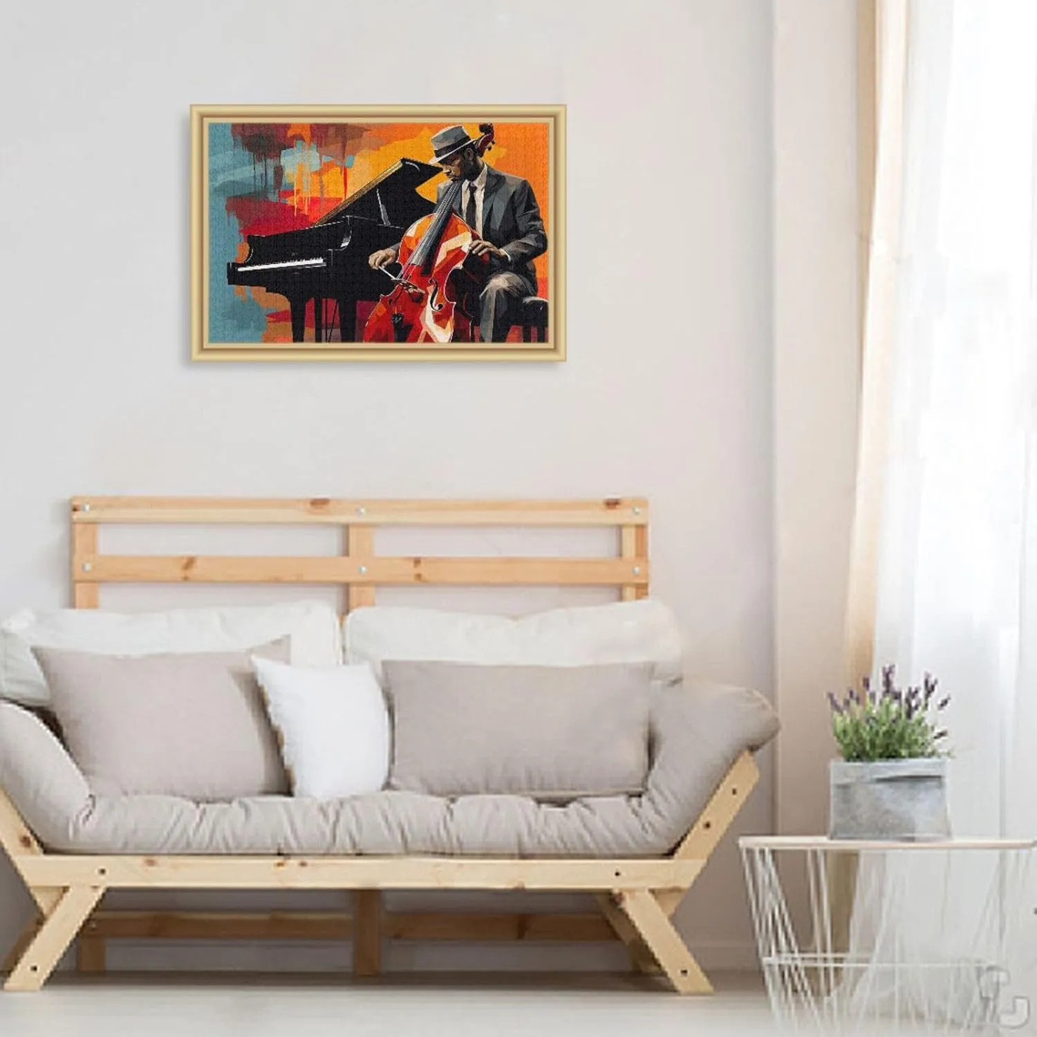 Jigsaw Puzzle 1000 Pieces for Adults Jazz Man Playing A Cello and Piano Wood Puzzles Educational Brain Toys 21218207