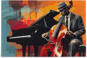 Jigsaw Puzzle 1000 Pieces for Adults Jazz Man Playing A Cello and Piano Wood Puzzles Educational Brain Toys 21218207