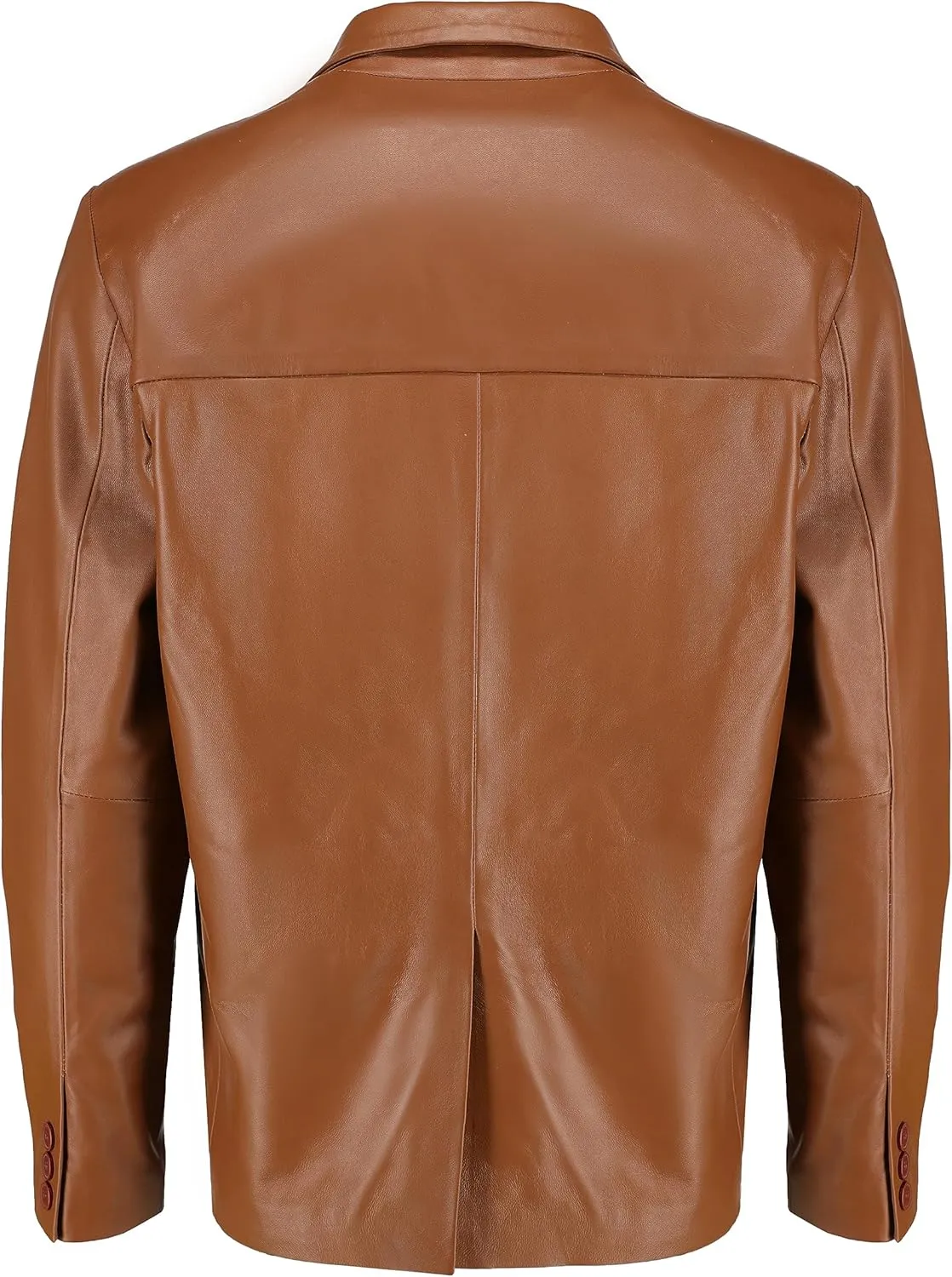 Jild Invisible Stitching Casual Leather Blazer for Men - 2-Button Closure Coat Style Regular Fit Lambskin Leather Jacket Men