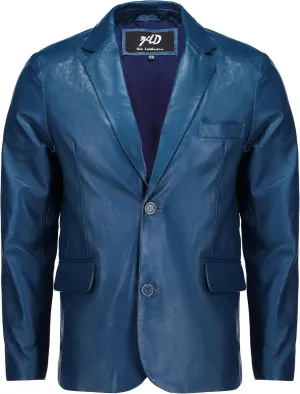 Jild Invisible Stitching Casual Leather Blazer for Men - 2-Button Closure Coat Style Regular Fit Lambskin Leather Jacket Men