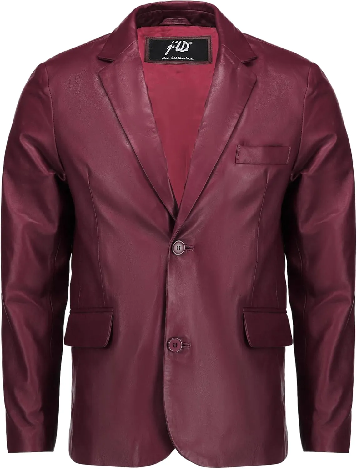 Jild Invisible Stitching Casual Leather Blazer for Men - 2-Button Closure Coat Style Regular Fit Lambskin Leather Jacket Men
