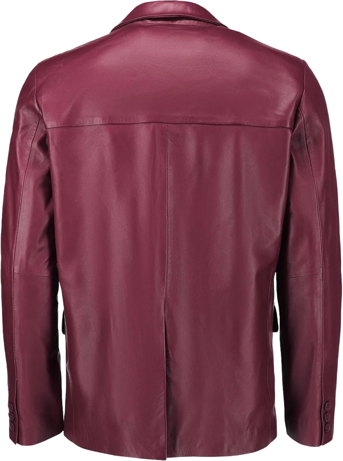 Jild Invisible Stitching Casual Leather Blazer for Men - 2-Button Closure Coat Style Regular Fit Lambskin Leather Jacket Men