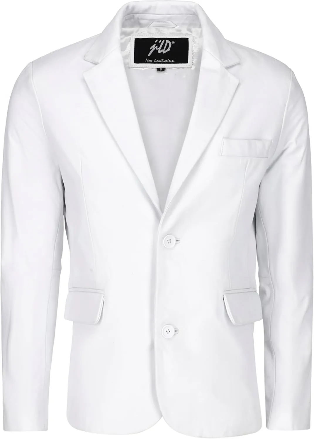 Jild Invisible Stitching Casual Leather Blazer for Men - 2-Button Closure Coat Style Regular Fit Lambskin Leather Jacket Men