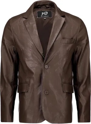 Jild Invisible Stitching Casual Leather Blazer for Men - 2-Button Closure Coat Style Regular Fit Lambskin Leather Jacket Men