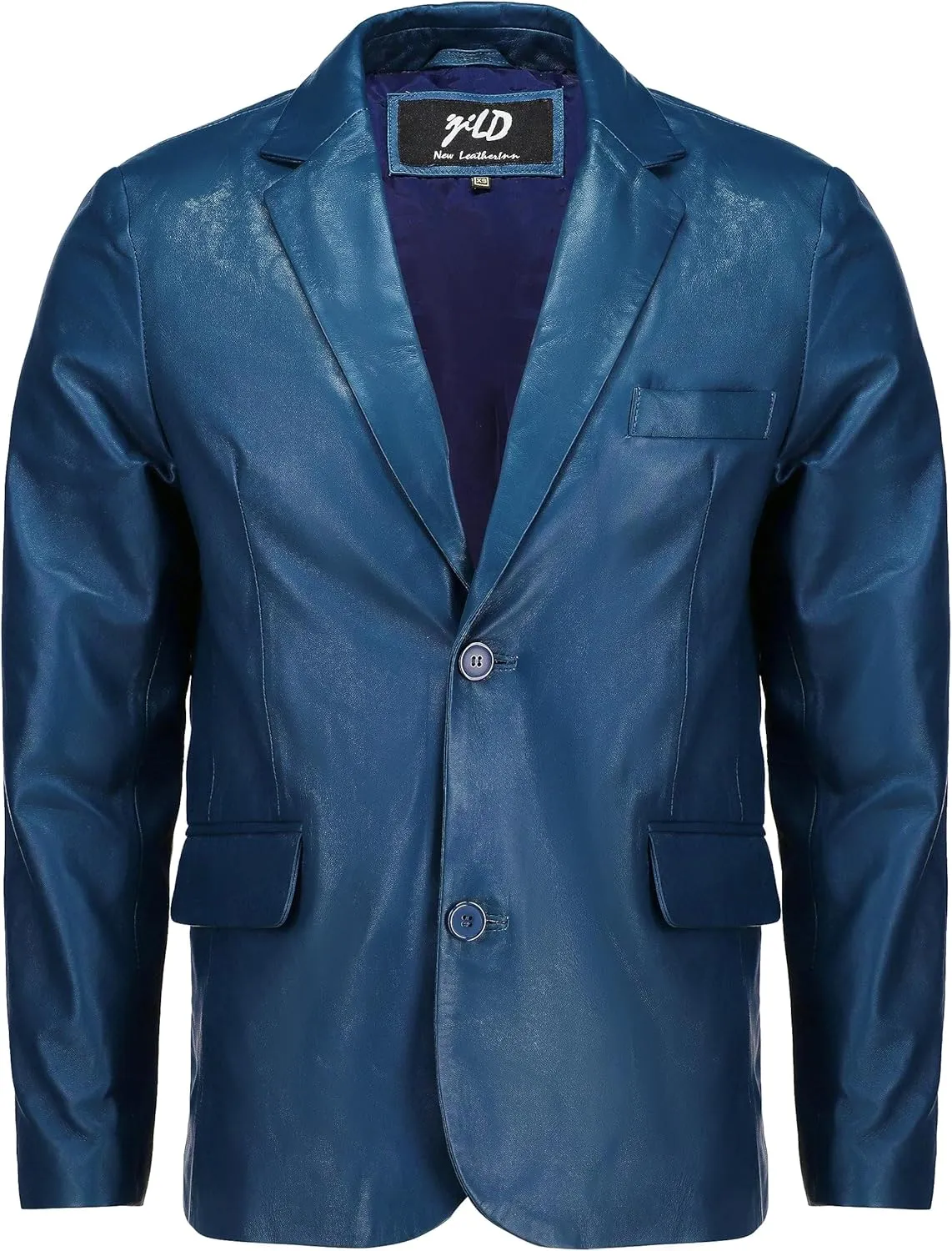Jild Invisible Stitching Casual Leather Blazer for Men - 2-Button Closure Coat Style Regular Fit Lambskin Leather Jacket Men